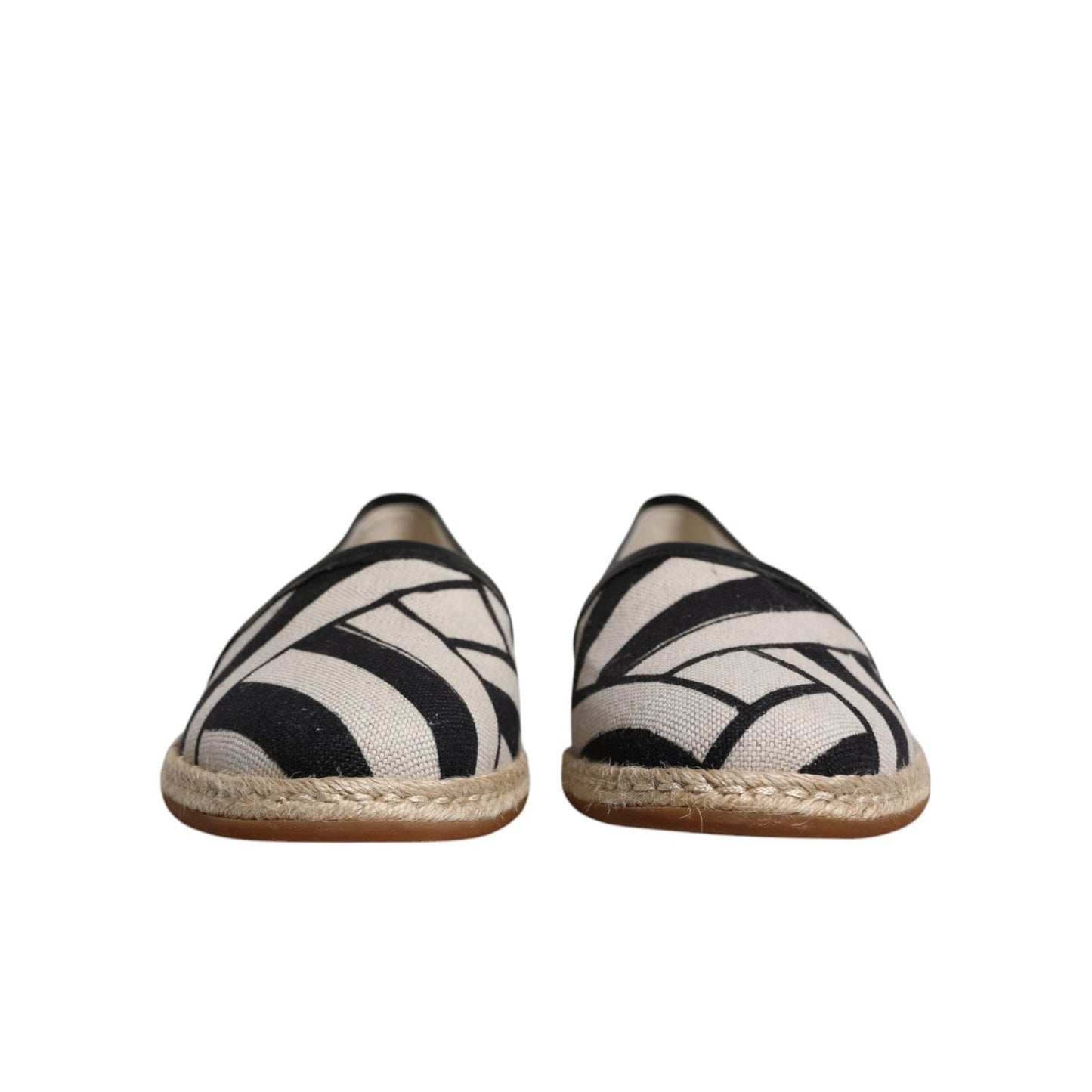 Dolce & Gabbana Black White Stripes Slip On Espadrille Shoes