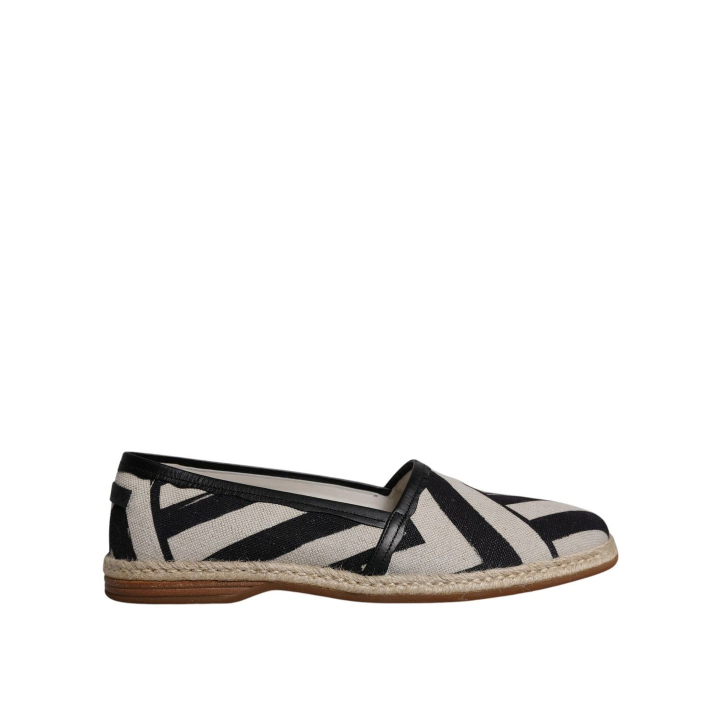 Dolce & Gabbana Black White Stripes Slip On Espadrille Shoes