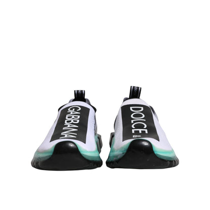 Dolce & Gabbana White Blue Sorrento Slip On Sneakers Shoes