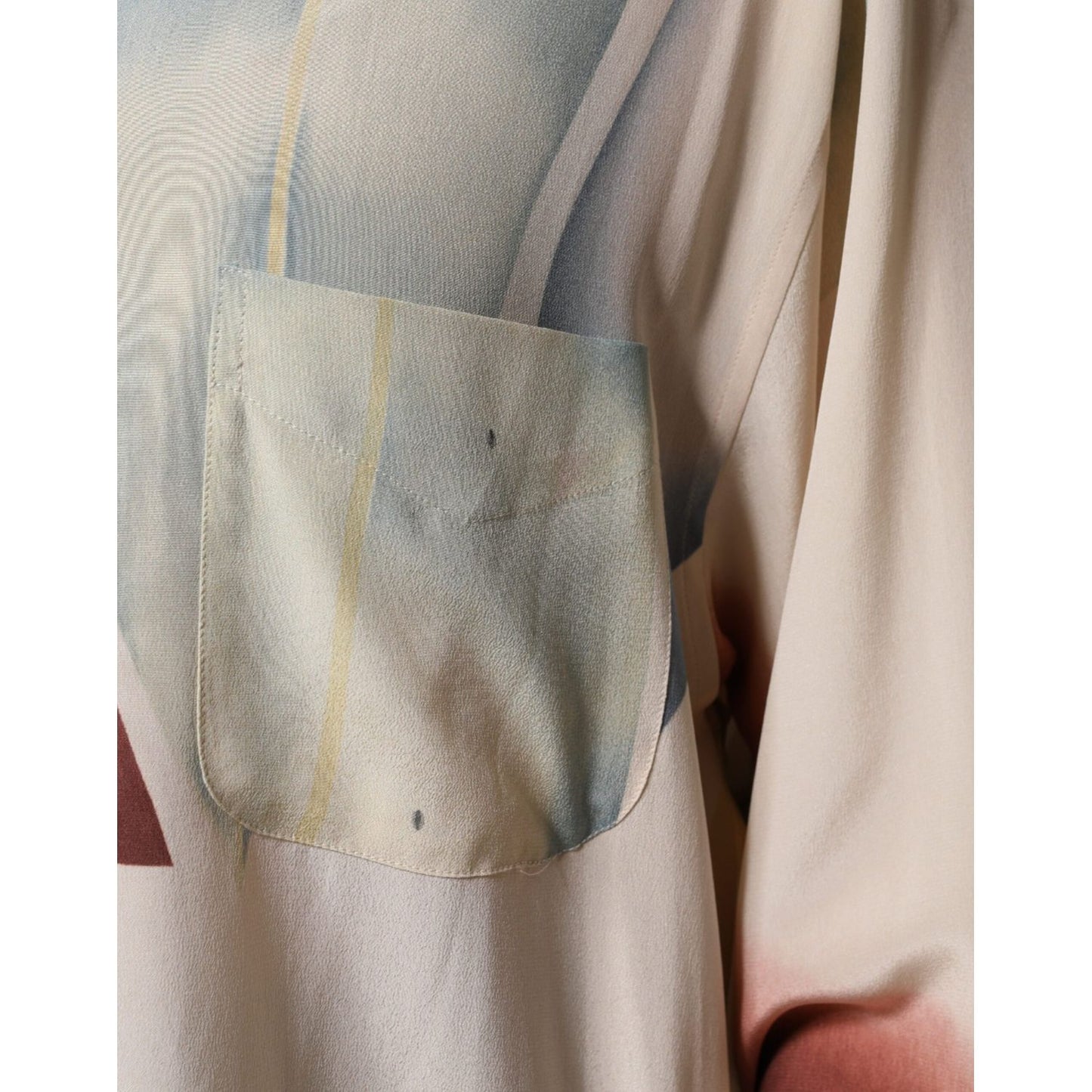 Etro Beige Printed Collared Buttoned Long Sleeves Blouse Top Etro