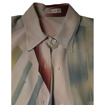 Etro Beige Printed Collared Buttoned Long Sleeves Blouse Top Etro