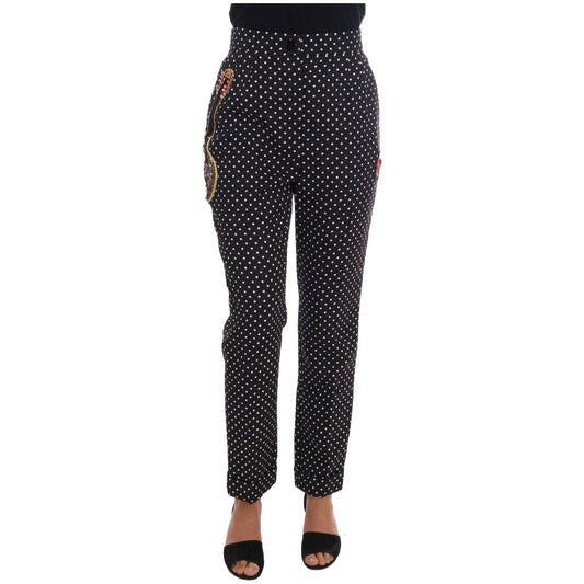 Dolce & Gabbana Elegant Polka Dot Embellished Trousers Jeans & Pants Dolce & Gabbana