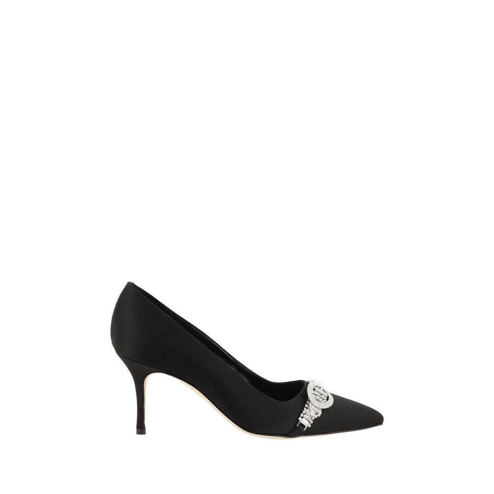 Manolo Blahnik Black Asapump Satin Pumps