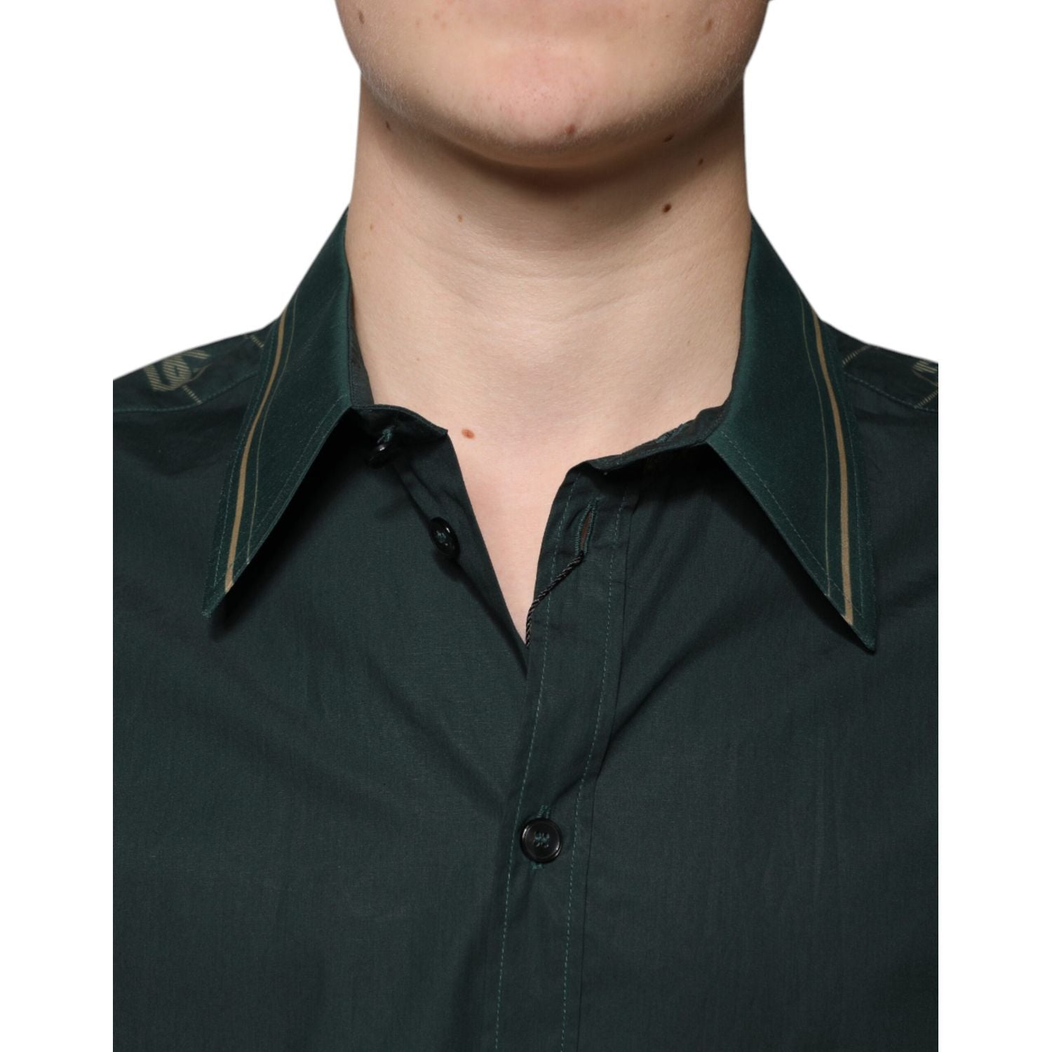 Dolce & Gabbana Green Logo Long Sleeve MARTINI Casual Shirt