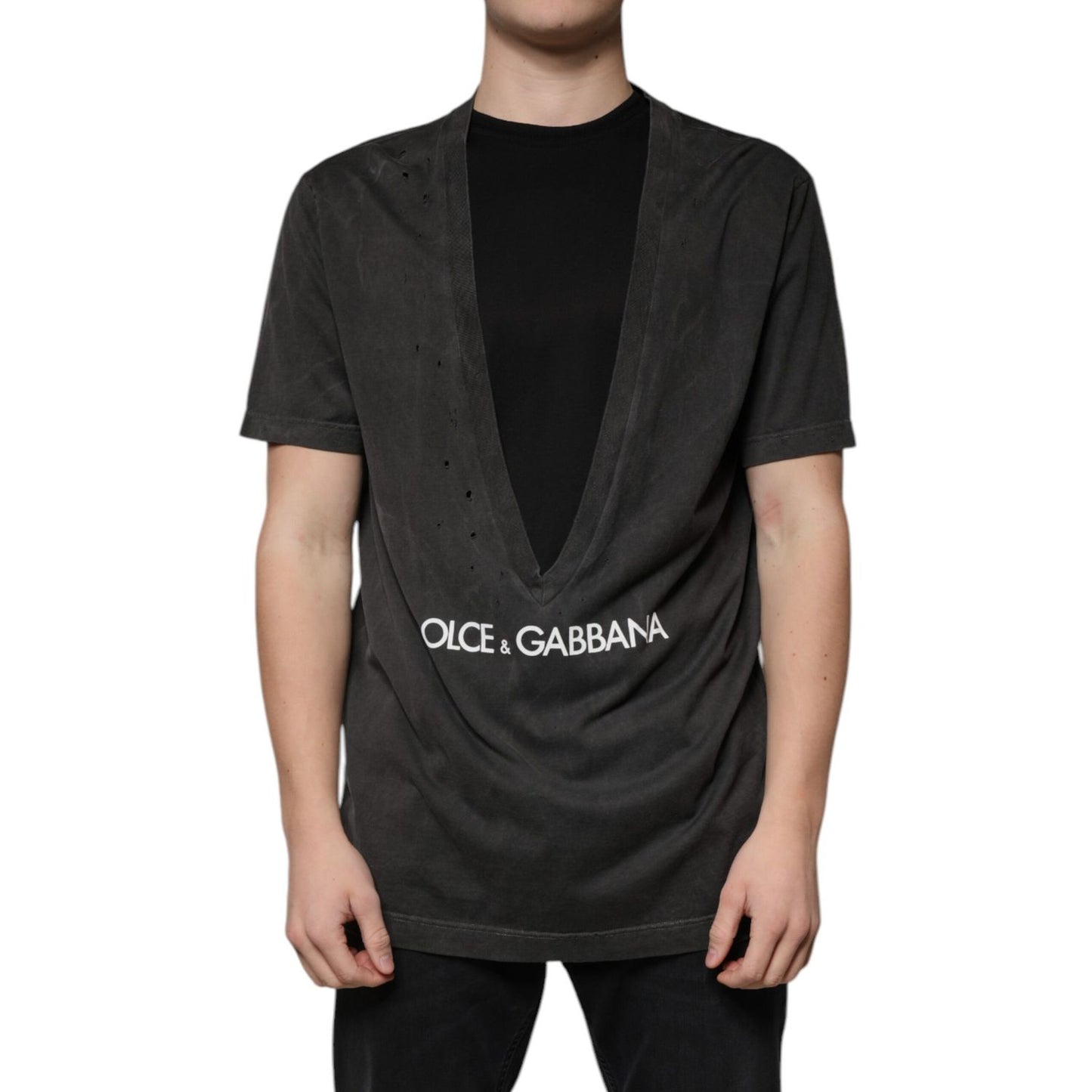 Dolce &amp; Gabbana Black Cotton Crew Neck Short Sleeves T-shirt