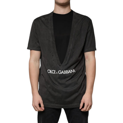 Dolce &amp; Gabbana Black Cotton Crew Neck Short Sleeves T-shirt