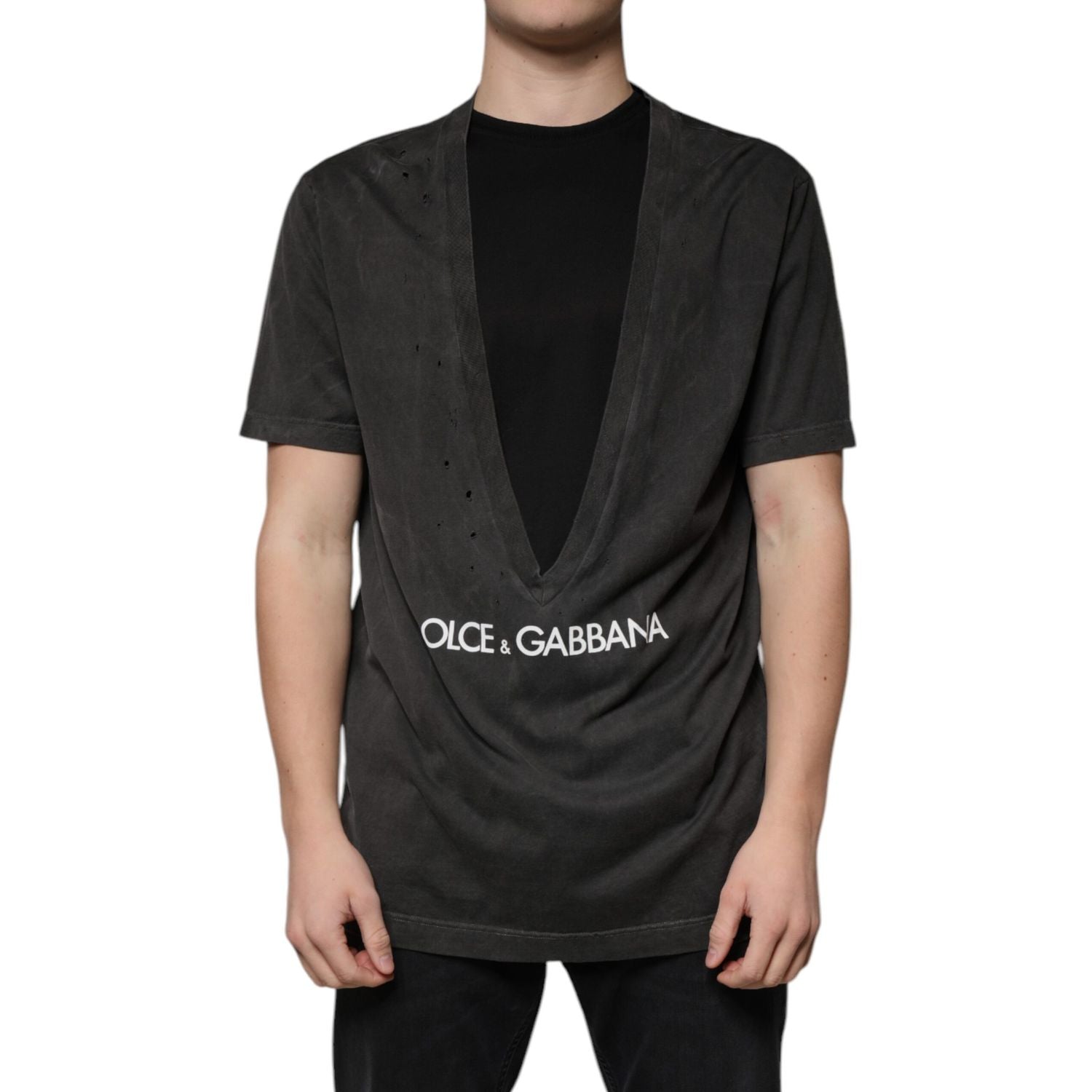 Dolce &amp; Gabbana Black Cotton Crew Neck Short Sleeves T-shirt