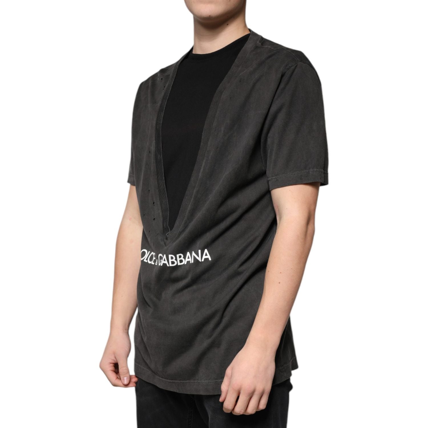 Dolce &amp; Gabbana Black Cotton Crew Neck Short Sleeves T-shirt