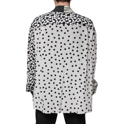 Dolce & Gabbana Black White Polka Dots Silk Men Casual Shirt