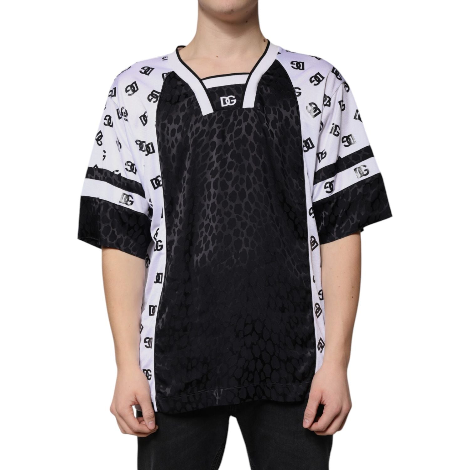 Dolce & Gabbana Black White Logo Men Short Sleeves T-shirt