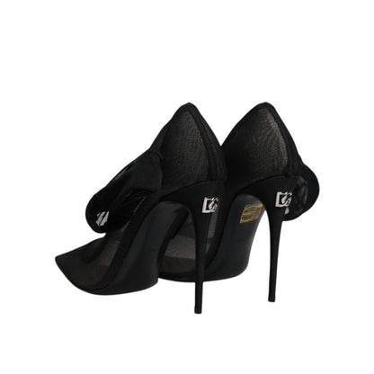 Dolce & Gabbana Black Viscose Mesh Sock Style Boots Shoes