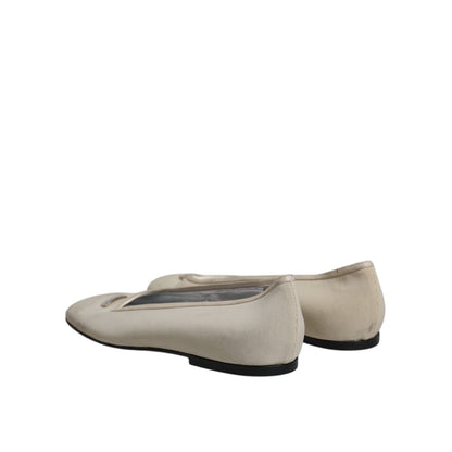 Dolce & Gabbana Beige Fabric Slip On Ballerina Flats Shoes