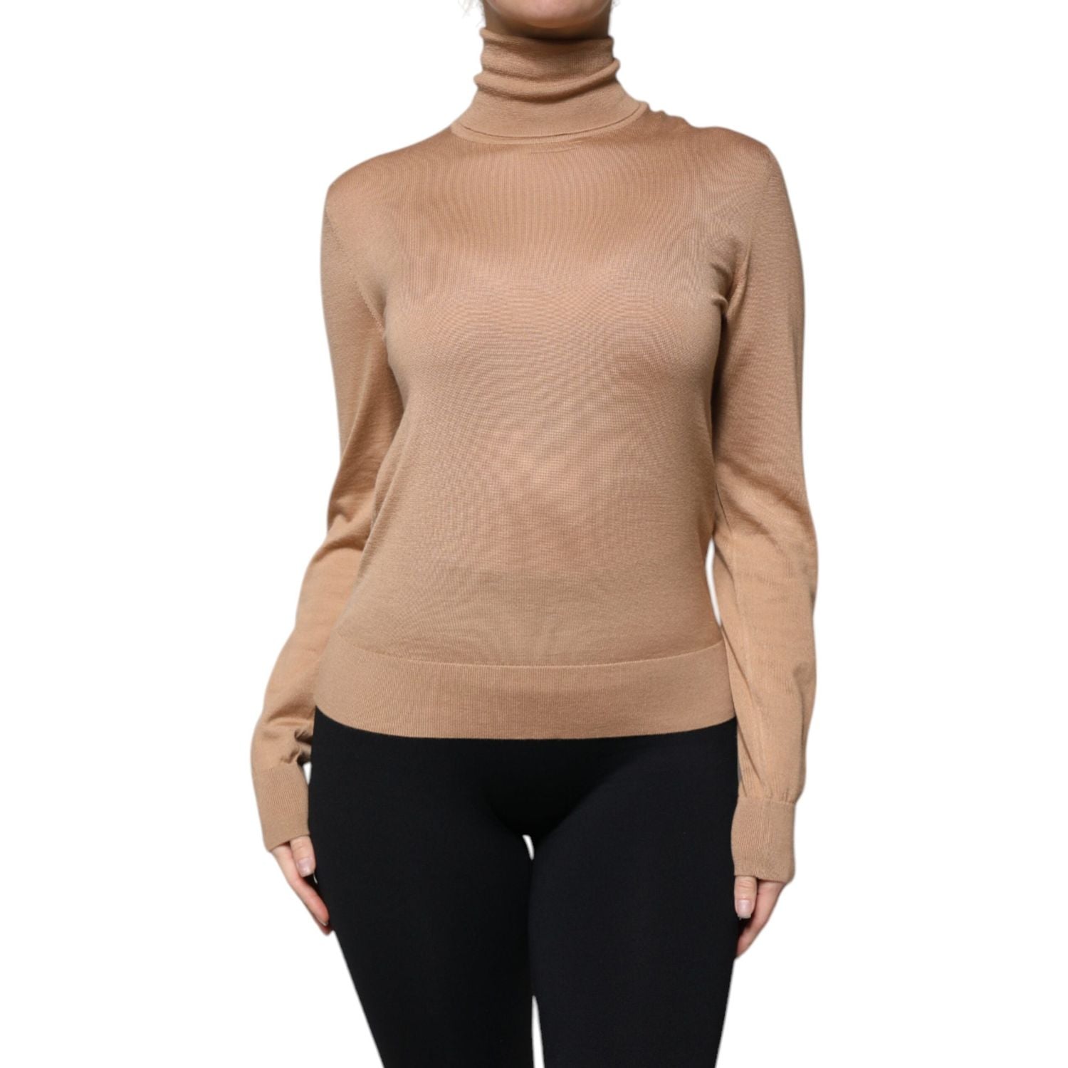 Dolce & Gabbana Brown Turtleneck Long Sleeve Pullover Sweater