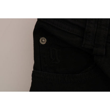 John Galliano Black Cotton Denim Stretch Regular Fit Jeans