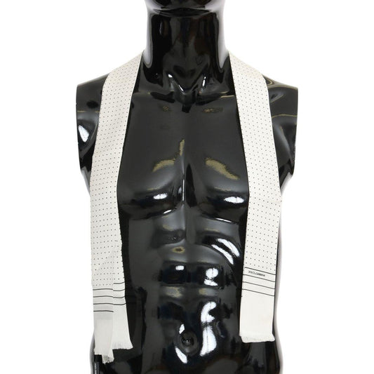 Dolce & Gabbana White Polka Dotted Silk Skinny Scarf Dolce & Gabbana