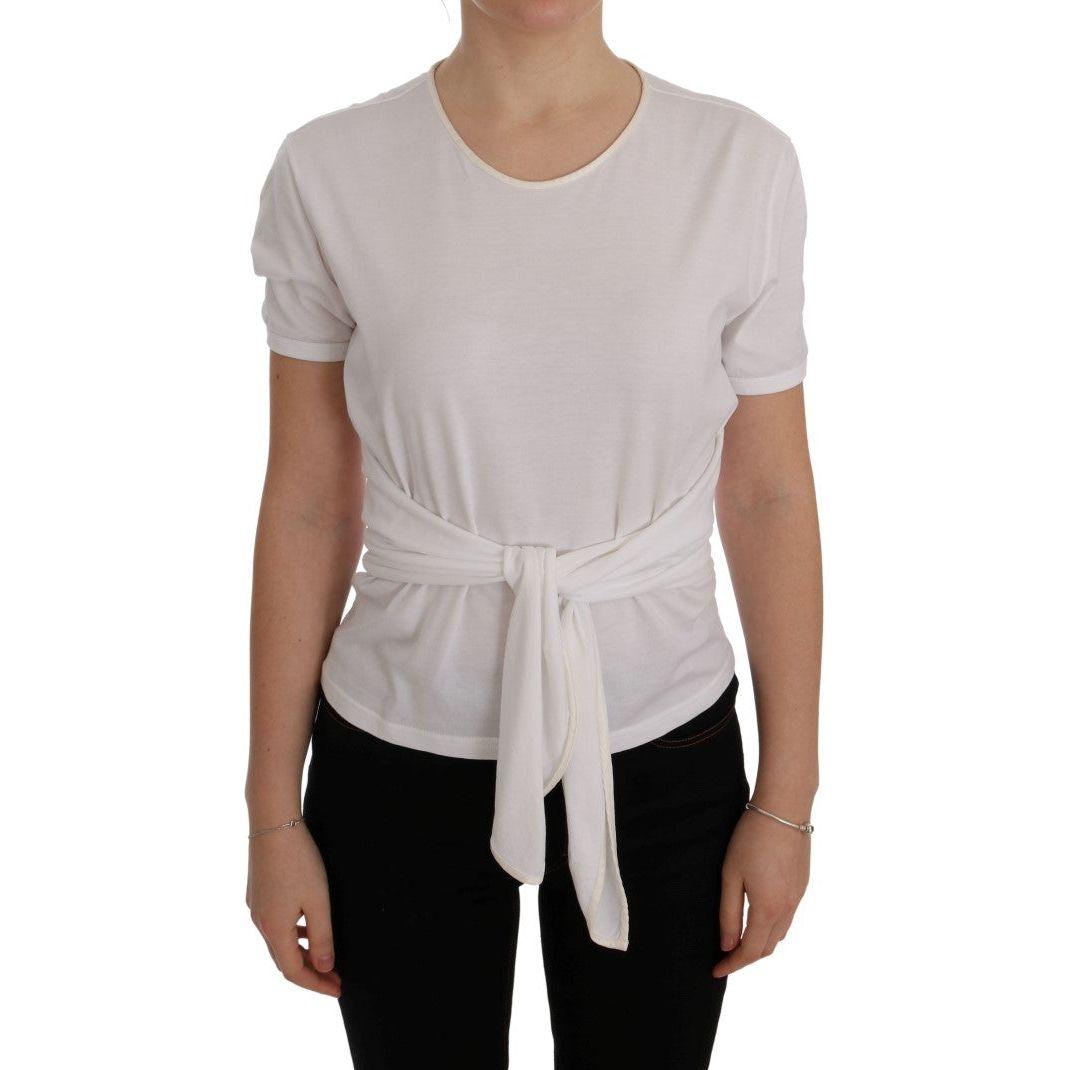 Dolce & Gabbana Elegant White Wrap Blouse with Crystal Accents Dolce & Gabbana