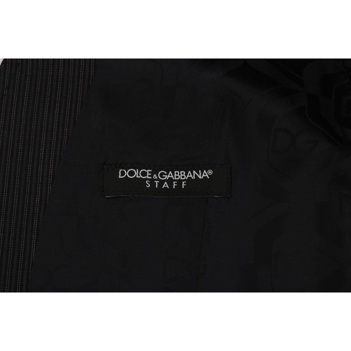 Dolce & Gabbana Elegant Gray Striped Wool Blend Vest Dolce & Gabbana