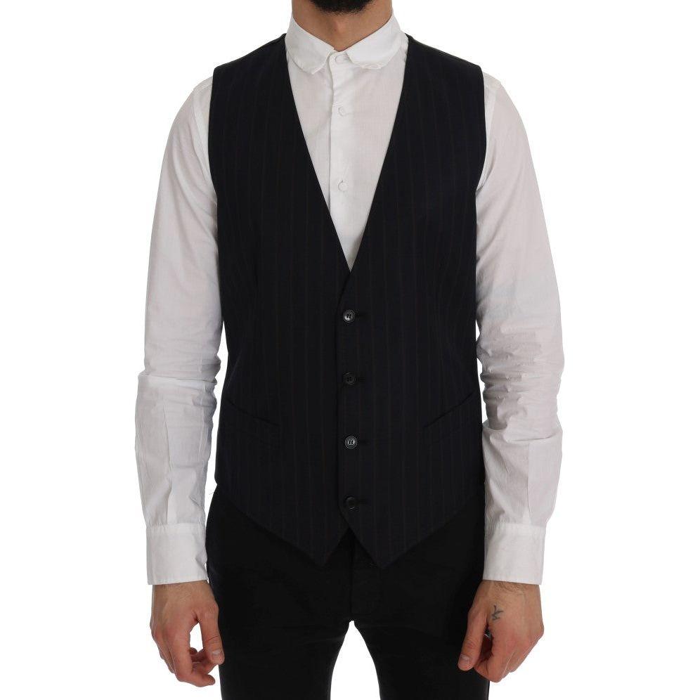 Dolce & Gabbana Blue Wool Stretch Vest