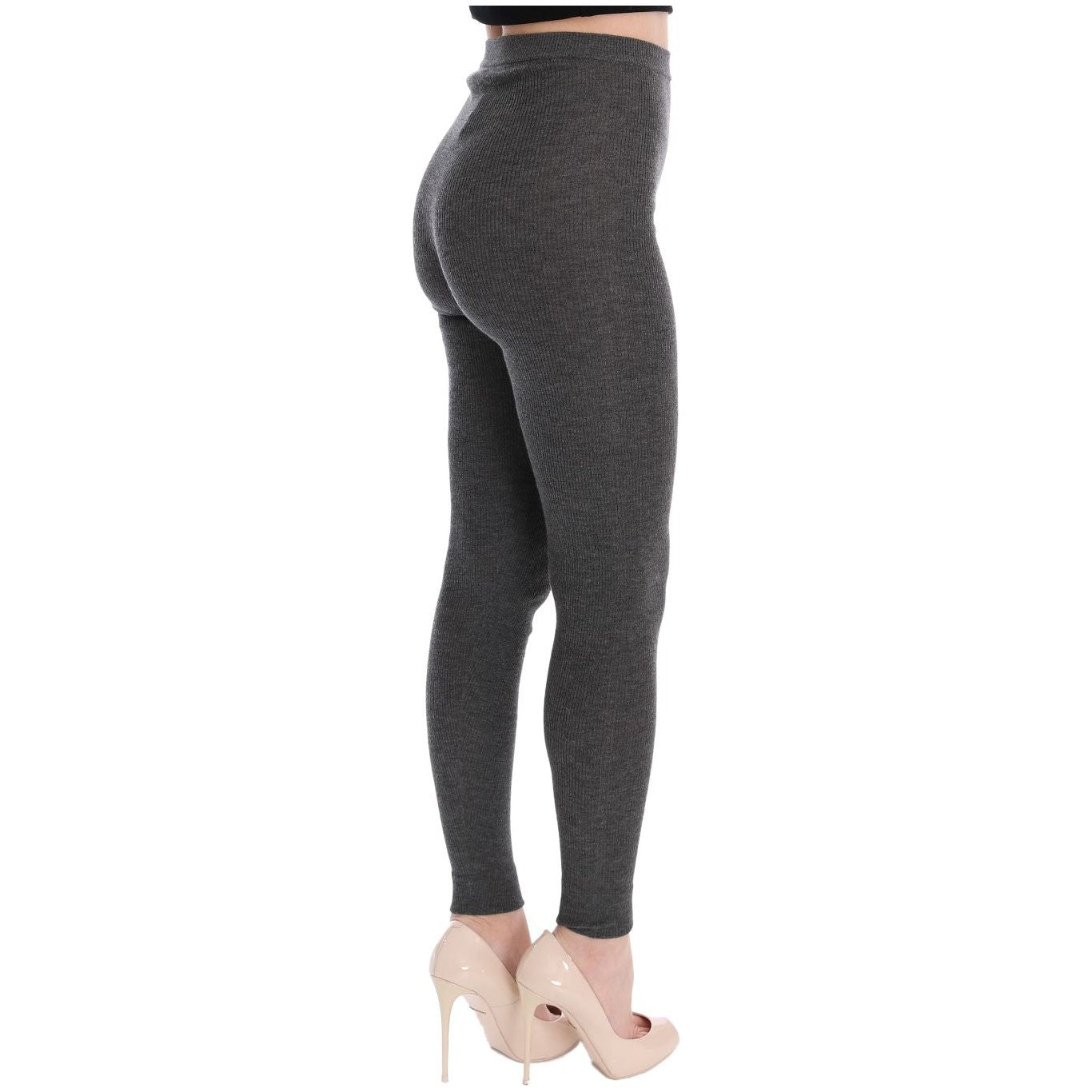 Dolce & Gabbana Chic Gray High Waist Cashmere Tights Pants Dolce & Gabbana Dark Slate Gray