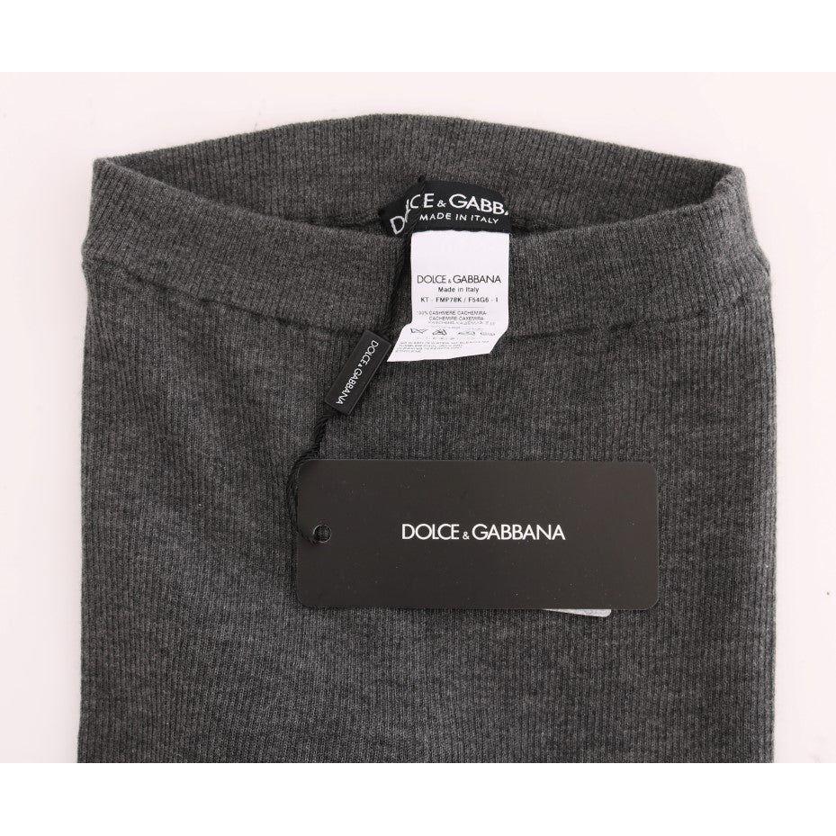 Dolce & Gabbana Chic Gray High Waist Cashmere Tights Pants Dolce & Gabbana Dark Slate Gray