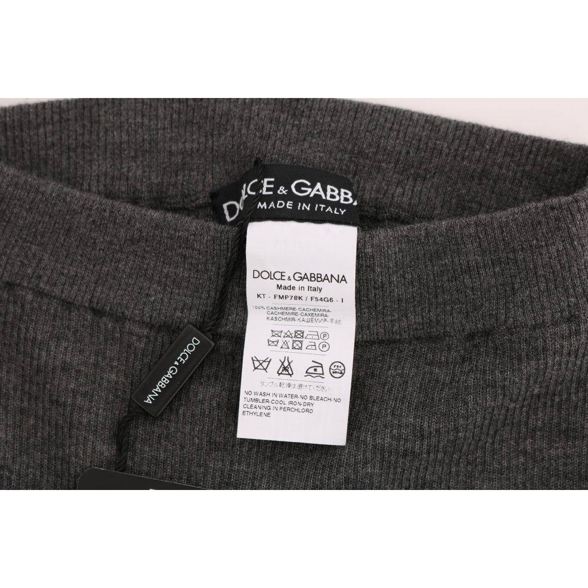 Dolce & Gabbana Chic Gray High Waist Cashmere Tights Pants Dolce & Gabbana Dark Slate Gray