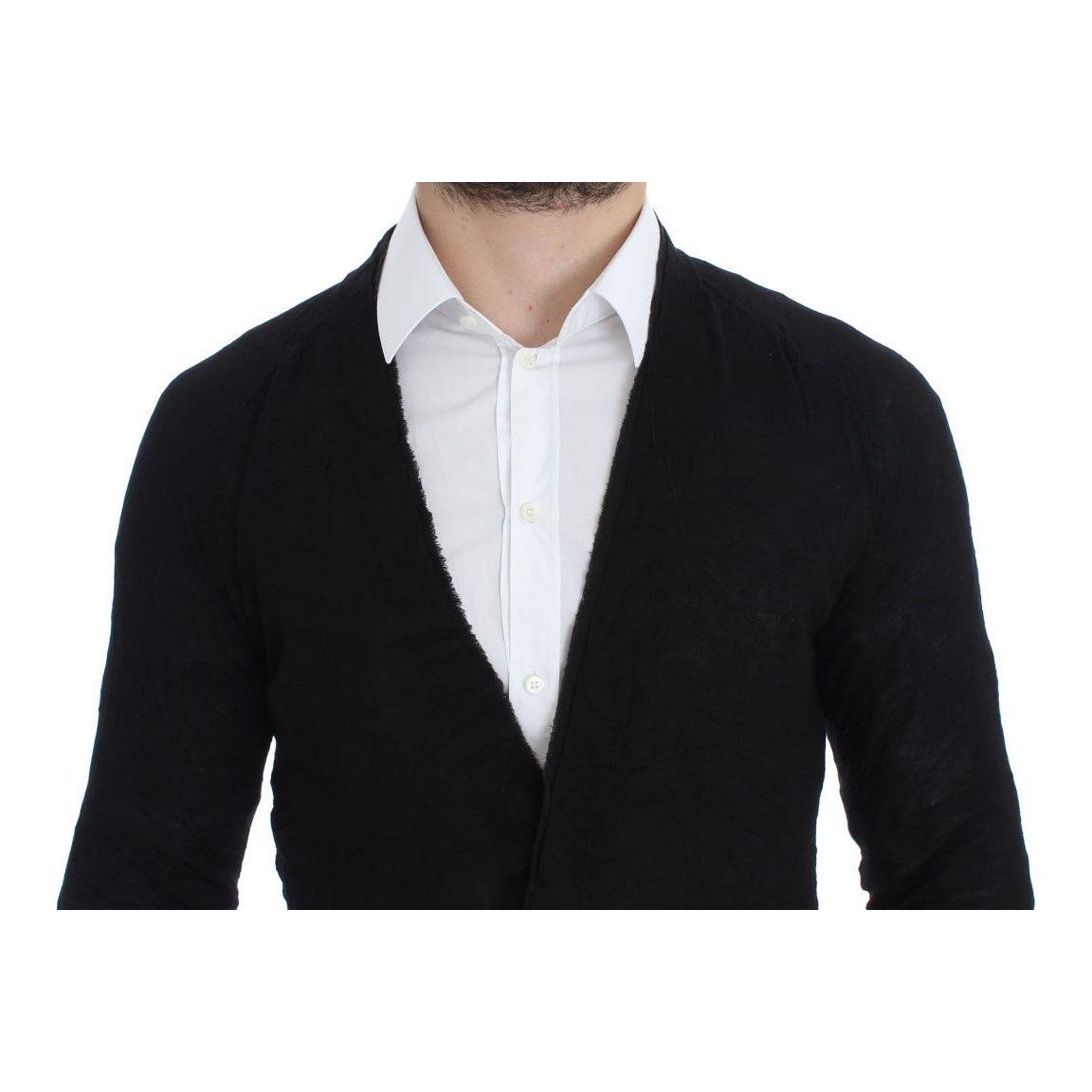 Costume National Black Fine Wool Button Cardigan Costume National