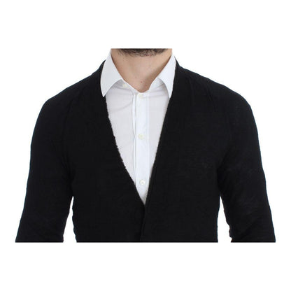 Costume National Black Fine Wool Button Cardigan Costume National