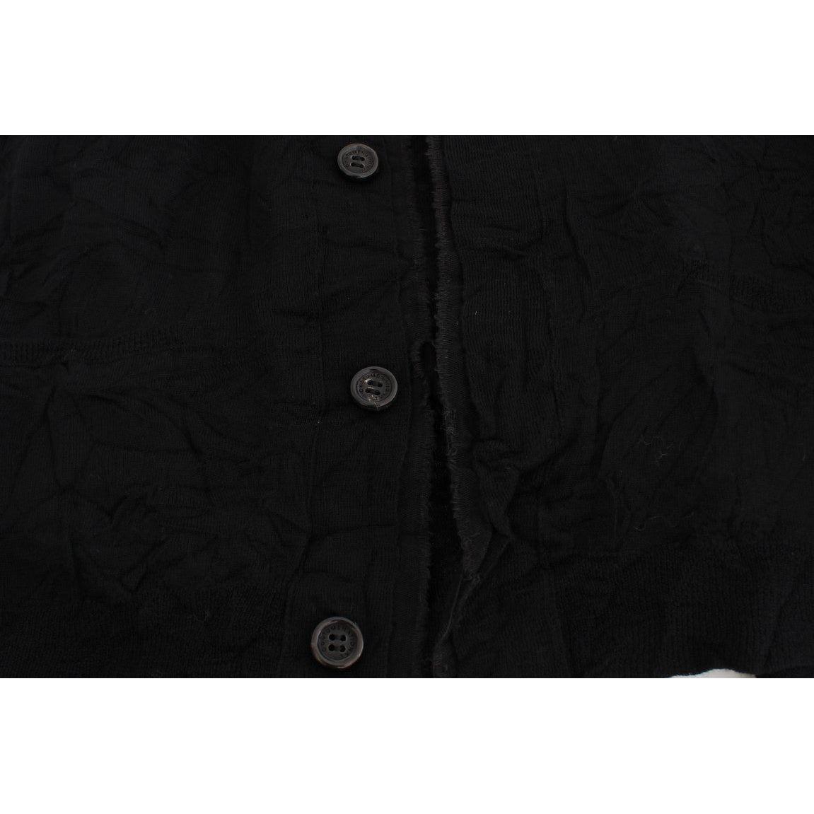 Costume National Black Fine Wool Button Cardigan Costume National