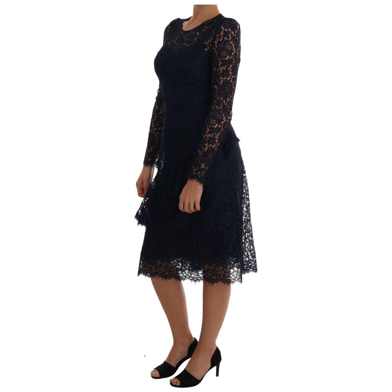 Dolce & Gabbana Elegant Floral Lace A-Line Dress Dolce & Gabbana