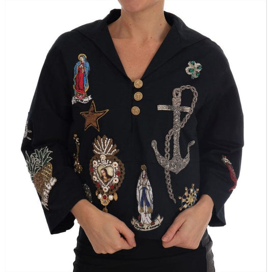 Dolce & Gabbana Enchanted Blue Crystal Embroidered Coat Dolce & Gabbana