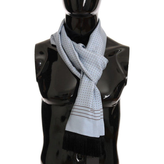 Dolce & Gabbana Elegant Blue Silk Polka Dot Men's Scarf Silk Scarves Dolce & Gabbana