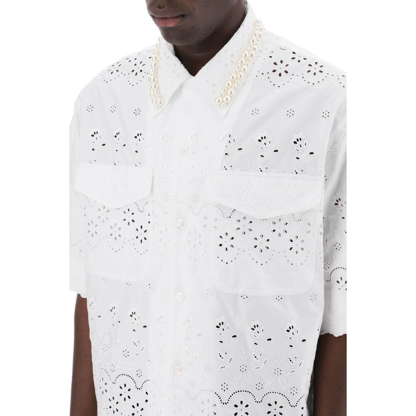 Simone Rocha "scalloped lace shirt with pearl Shirts Simone Rocha