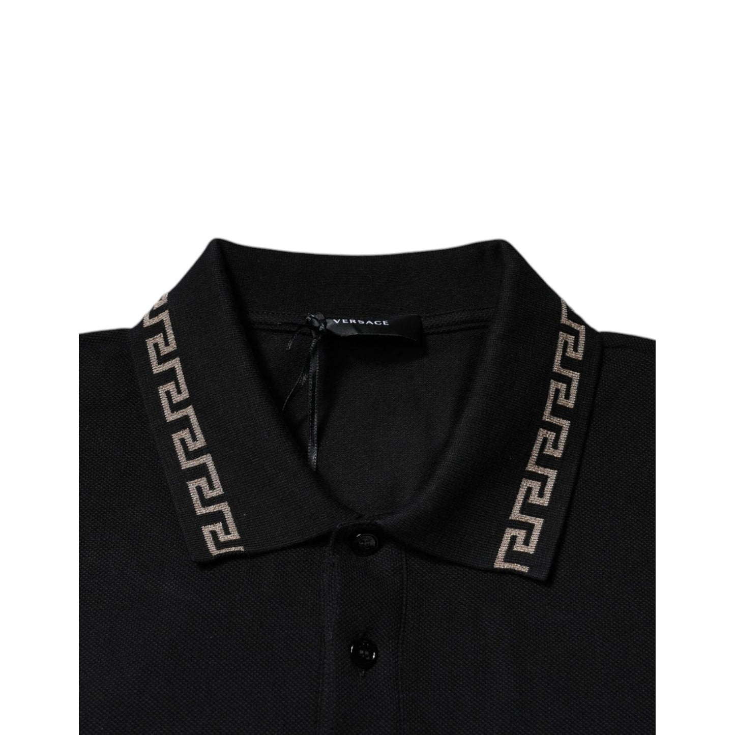 Versace Black Viscose Collared Polo Short Sleeves T-shirt