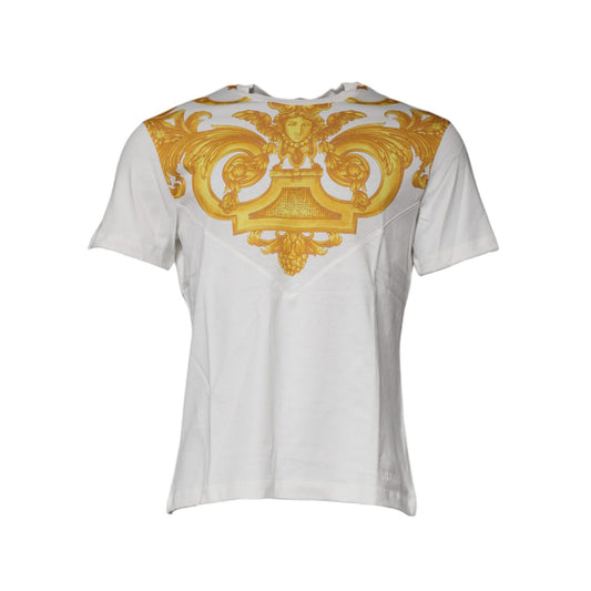 Versace White Medusa Print Cotton Crew Neck T-shirt Versace