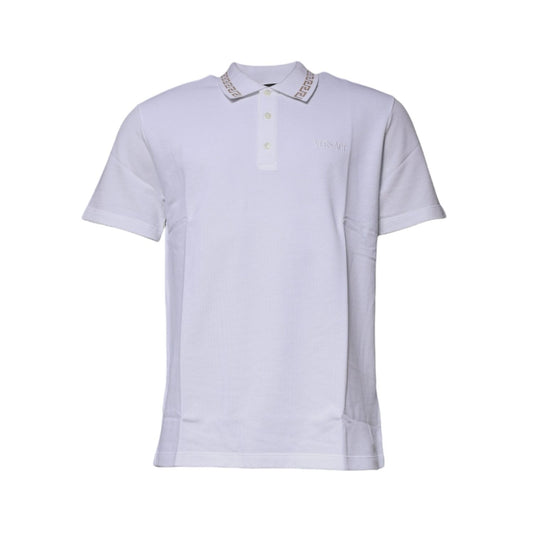 Versace White Viscose Collared Men Polo Short Sleeves T-shirt Versace
