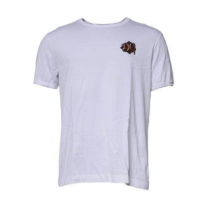 Dolce & Gabbana White DG Embroidery Cotton Crew Neck T-shirt