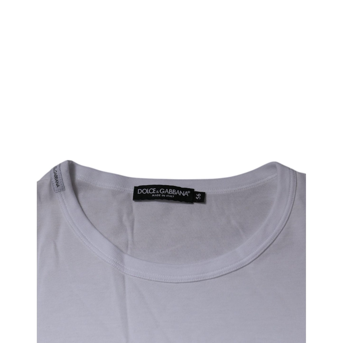 Dolce & Gabbana White DG Embroidery Cotton Crew Neck T-shirt