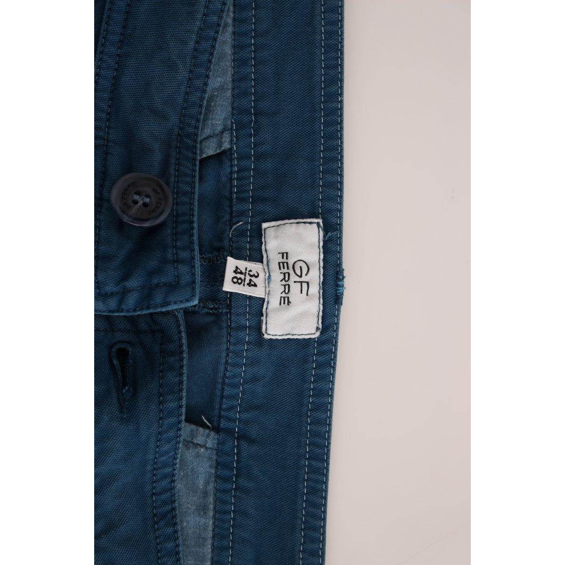 GF Ferre Blue Cotton Straight Fit Chinos