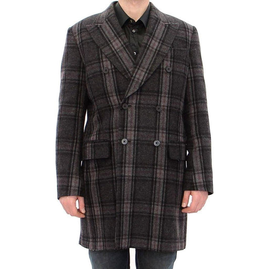 Dolce & Gabbana Gray Double Breasted Coat Jacket Dolce & Gabbana