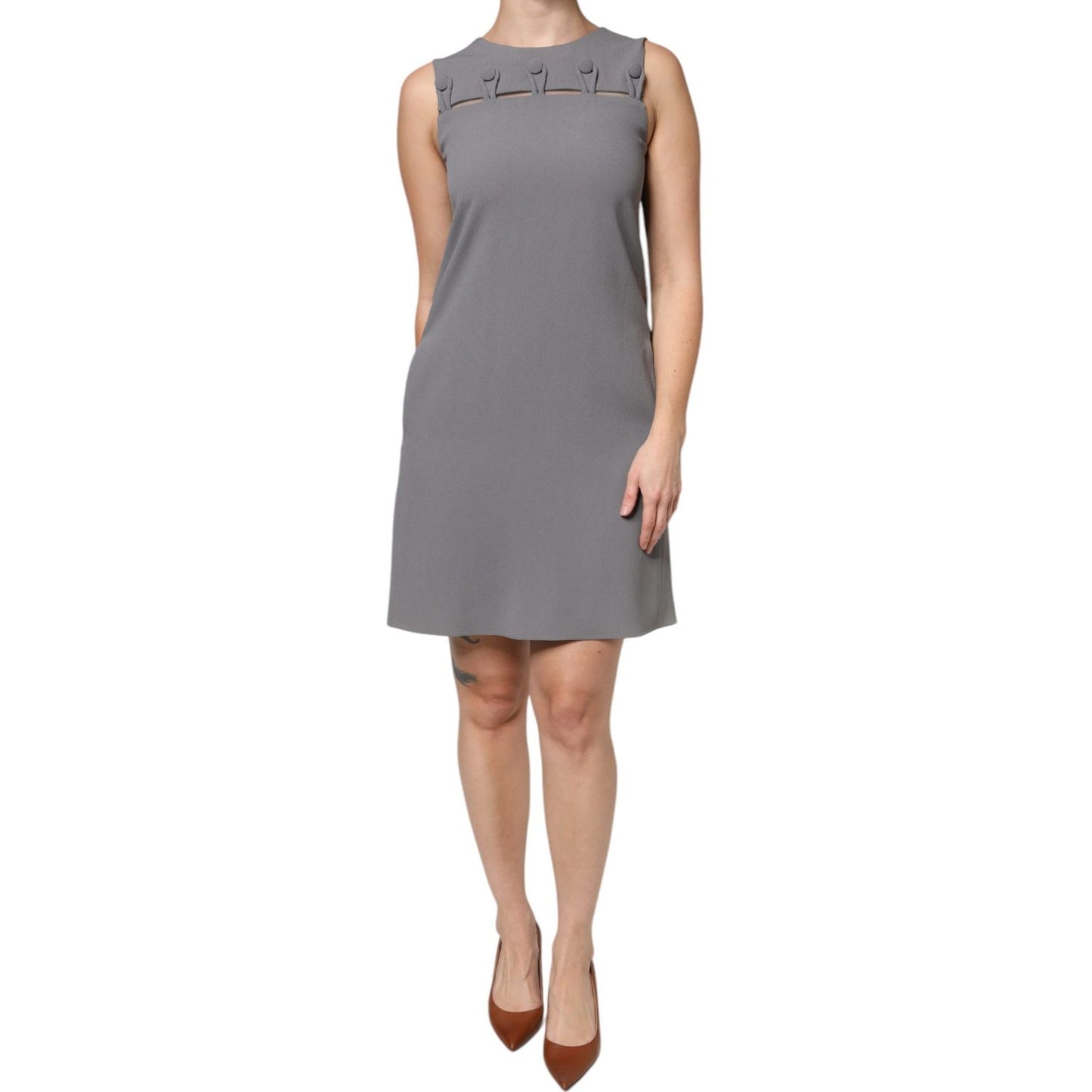 Emporio Armani Gray Round Neck Sleeveless A-line Mini Dress