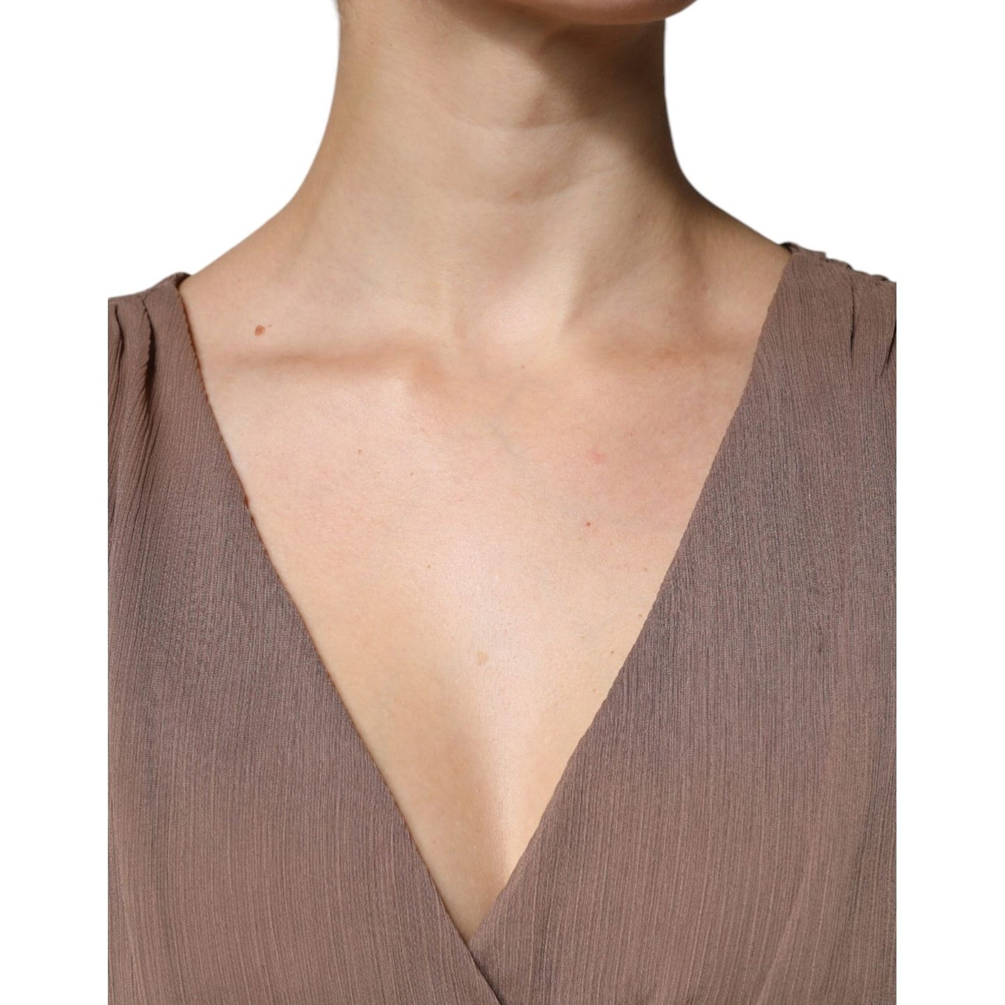 Peserico Brown Sleeveless Deep V-neck A-line Long Maxi Dress Peserico