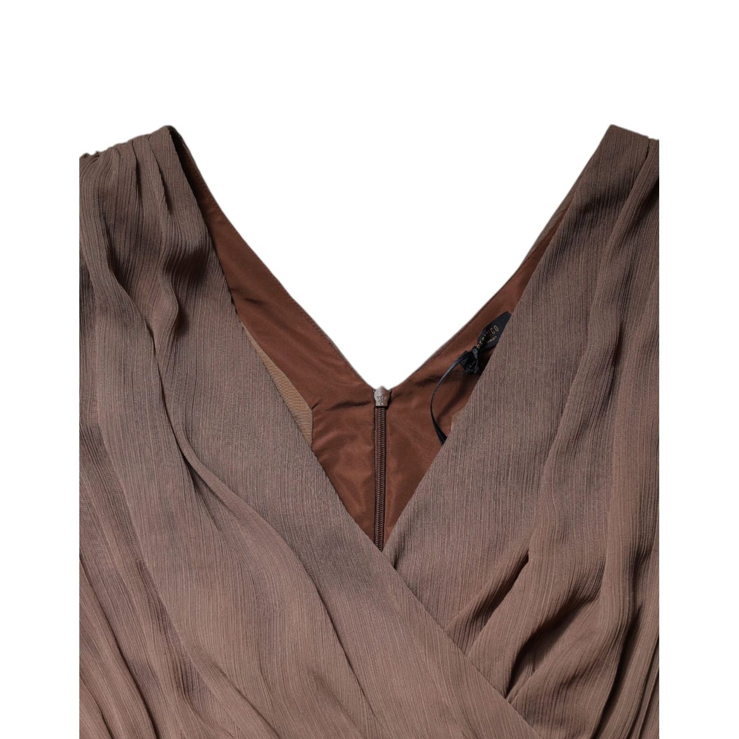 Peserico Brown Sleeveless Deep V-neck A-line Long Maxi Dress Peserico
