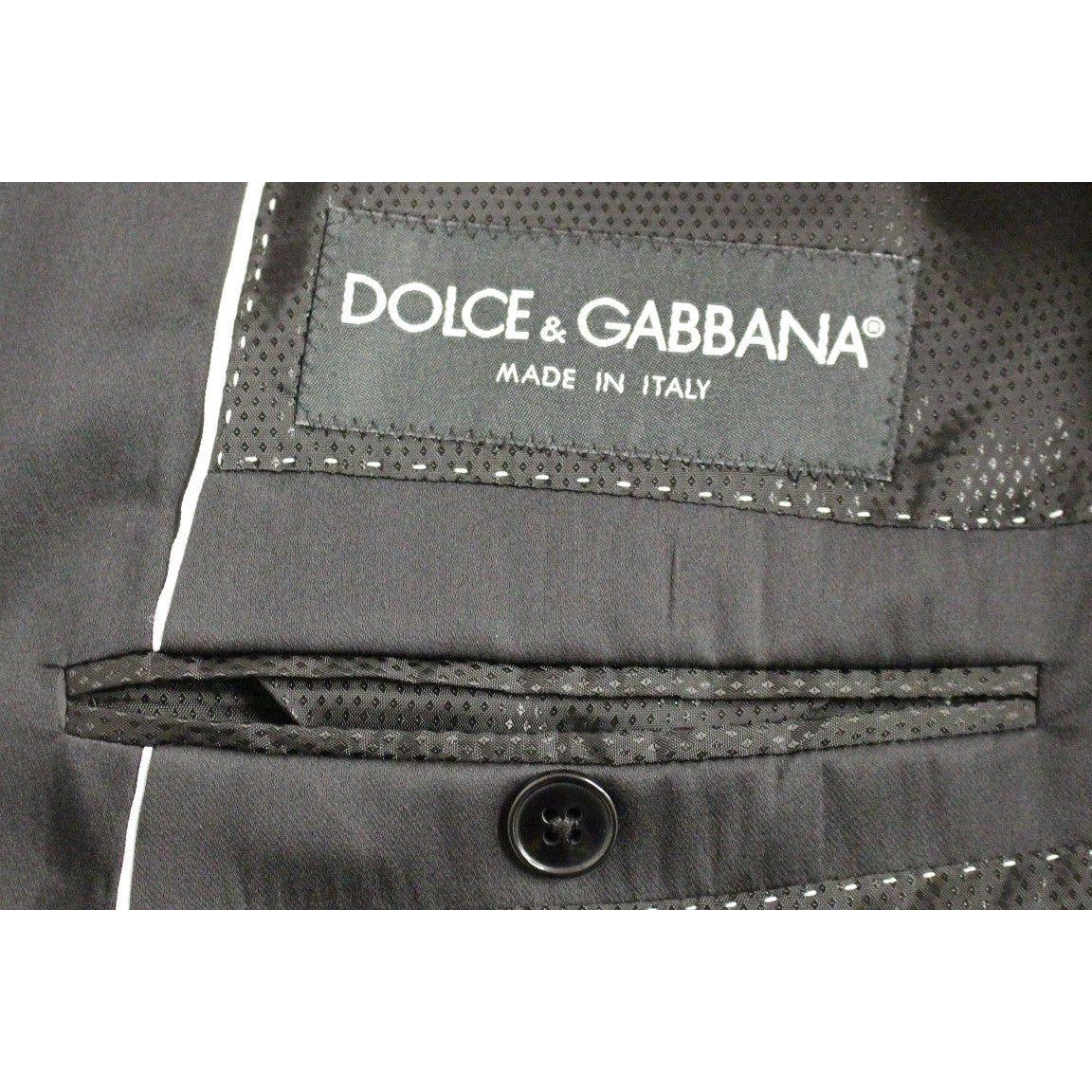 Dolce & Gabbana Elegant Black Striped Wool-Silk Blend Suit Dolce & Gabbana