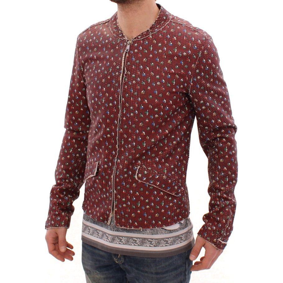 独家平角印花波尔多皮夹克