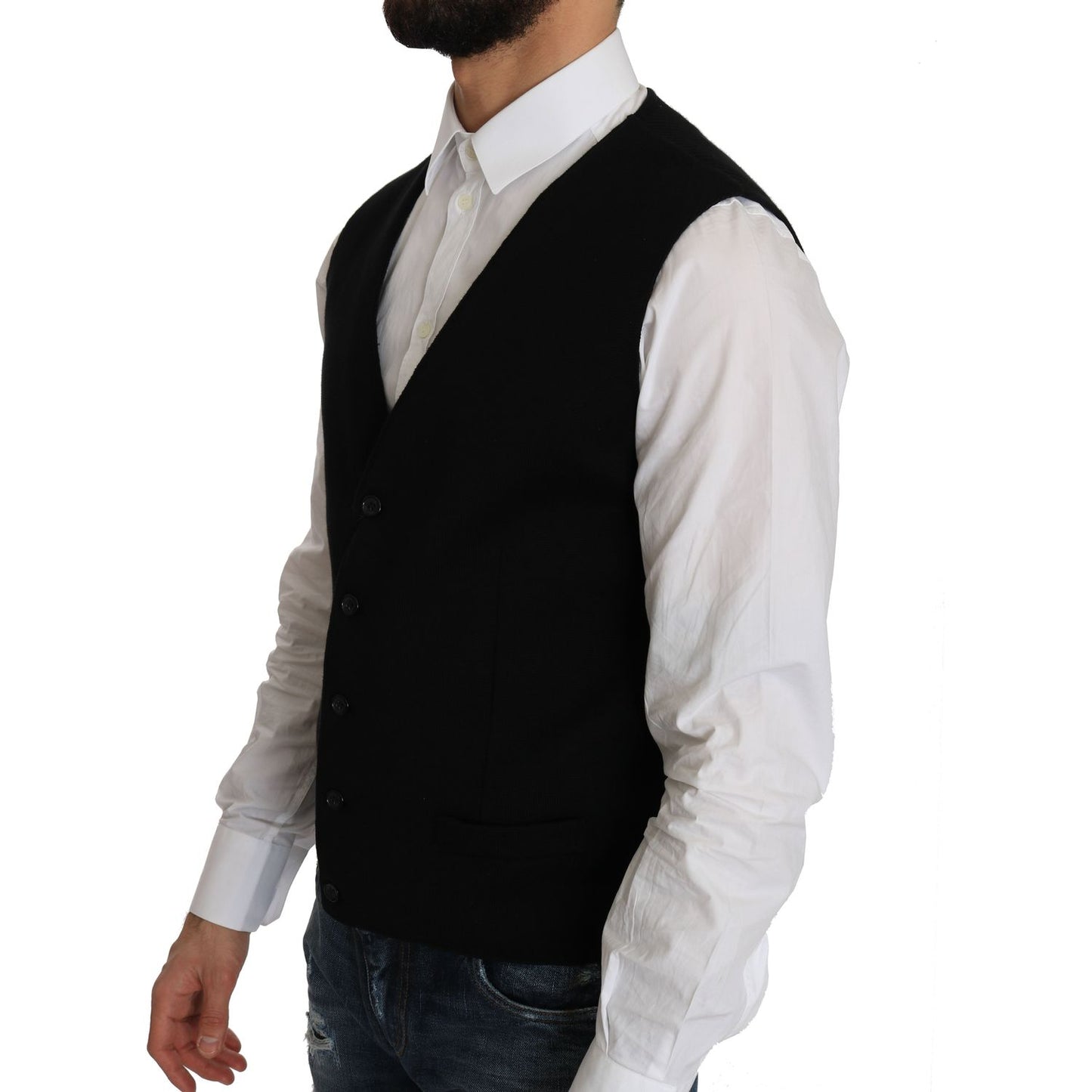 Dolce & Gabbana Sleek Black Cotton Formal Vest Dolce & Gabbana