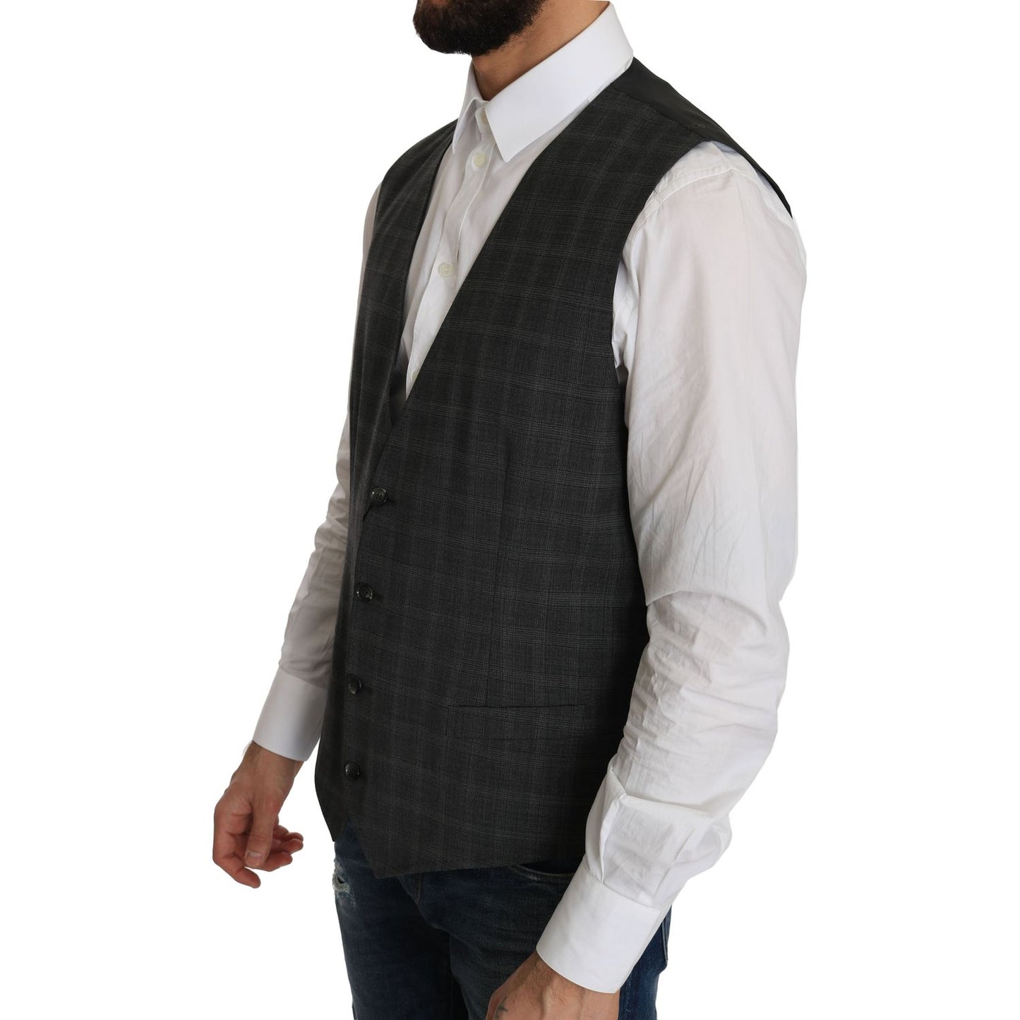 Dolce & Gabbana Elegant Checkered Wool Vest for the Urbane Man Dolce & Gabbana