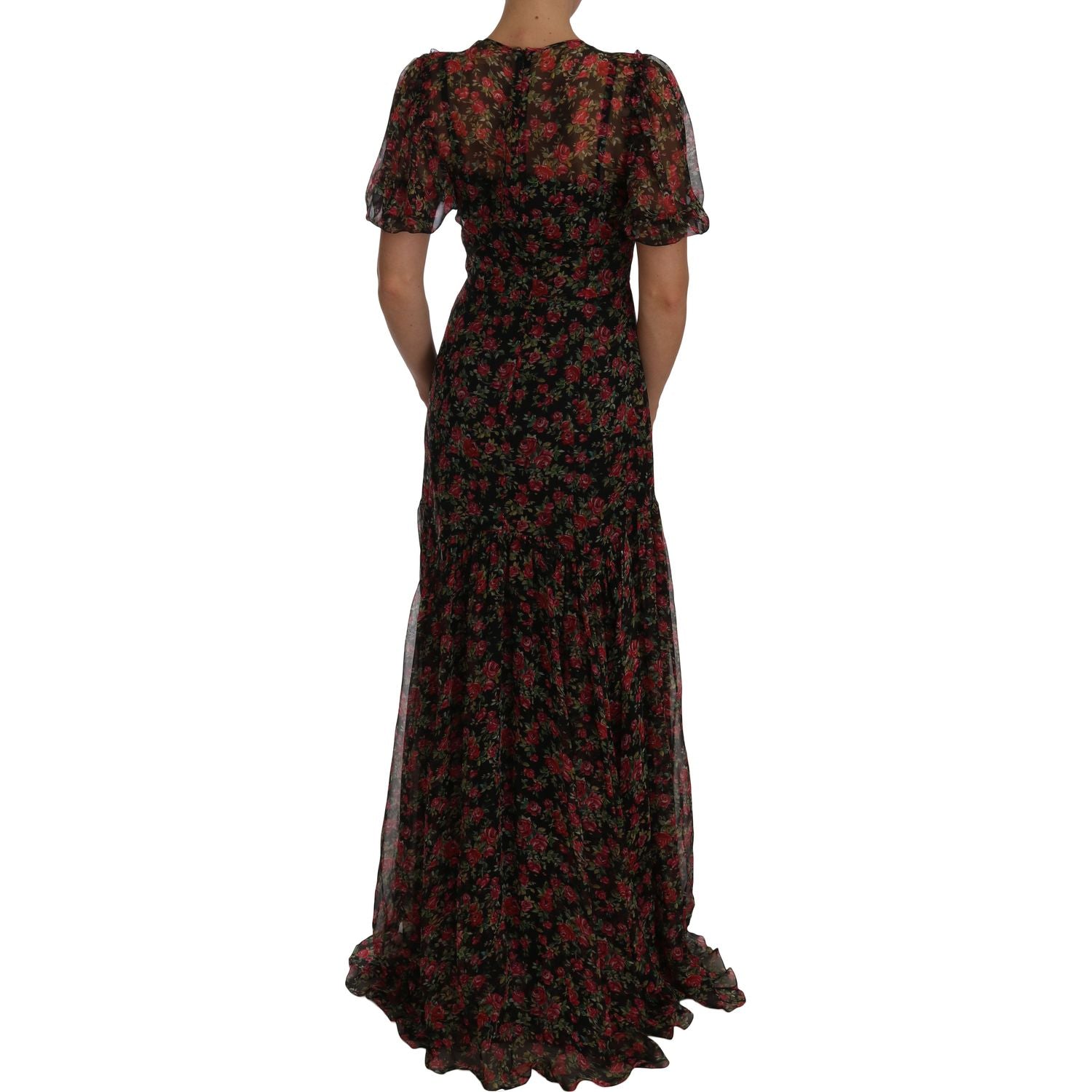 Dolce & Gabbana Black Floral Roses A-Line Shift Gown