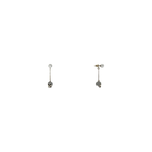 Alexander Mcqueen skull earrings with pavé and chain Jewellery Alexander Mcqueen