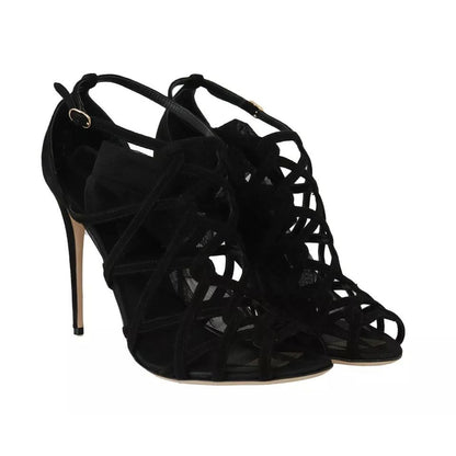 Dolce & Gabbana Black Suede Stilettos Booties Socks Shoes