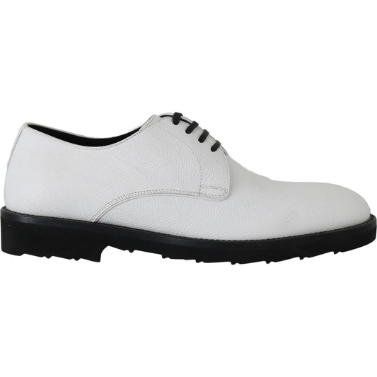 Dolce & Gabbana White Leather Derby Dress Formal Shoes Dolce & Gabbana